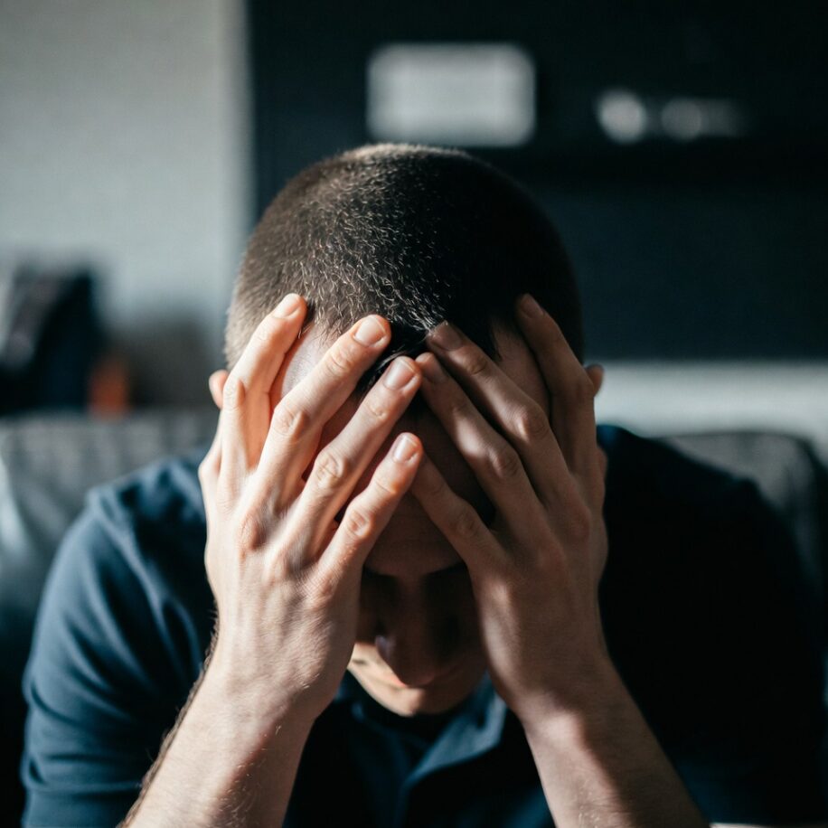 Hombre con ansiedad y malestar